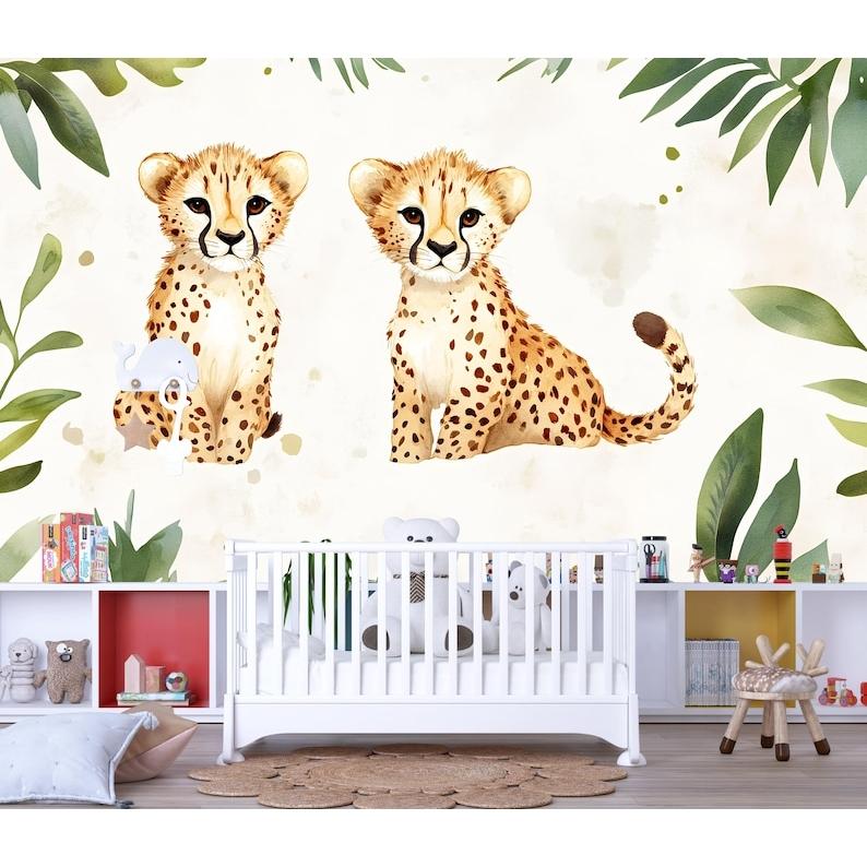 Cheetah cubs in the jungle tapestry 75x100 чёрный