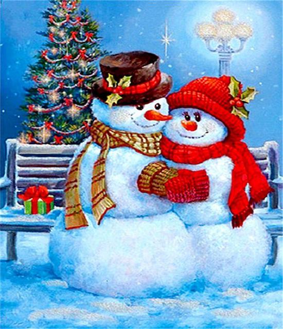 

Ruopoty картина по номерам зимний рисунок настенная живопись на холсте DIY рамка картины по номерам наборы снеговиков Рождественский подарок 40x50cm NO Frame