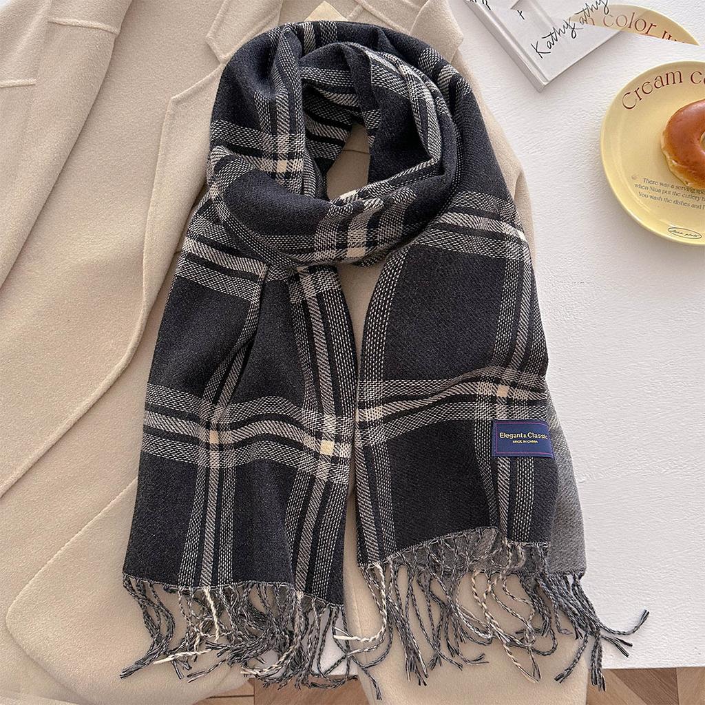 Autumn New Style Imitation Cashmere Simple Striped Scarf Fashionable Warm Couple Student Scarf Thickened Shawl