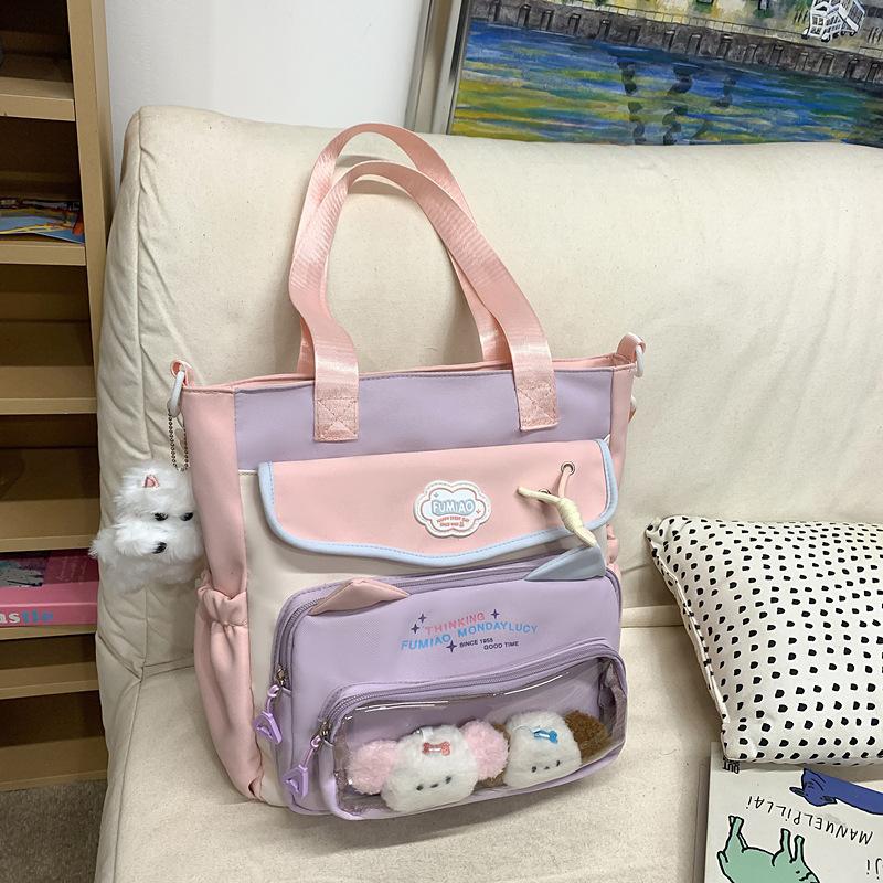 Schoolbag High Value Ins Wind School Bag Junior High School Girls Backpack High School Students Large Capacity Cute Pain Bag Dopamine Backpack