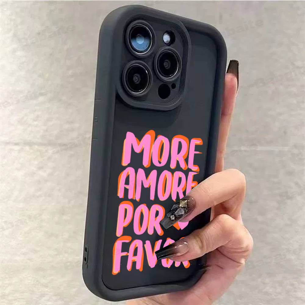 Love Heart More Amor Phone Case For IPhone 16 15 14 Plus 13 12 11 17 Pro Max Pro Soft Cover