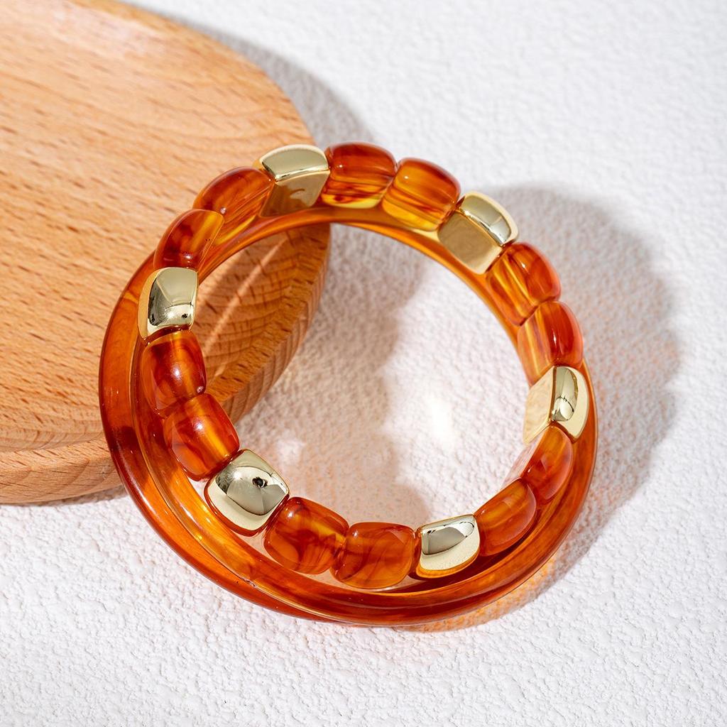 European & American Acrylic Geometric Oval Bracelet: Colorful Classic Stackable Bangle Jewelry for Women