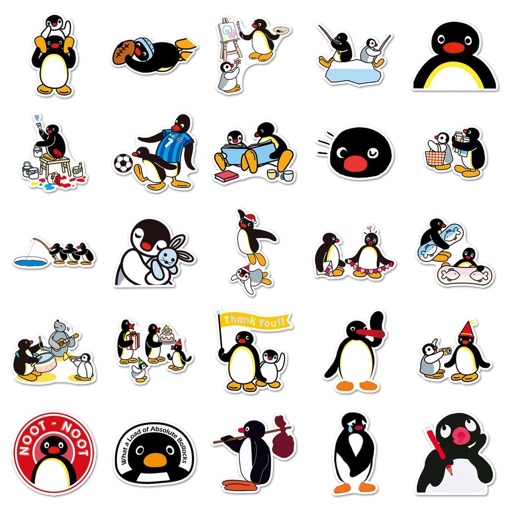 50pcs Pingu Family Penguin Stickers: Cute Decor for Water Cups & Phone Cases