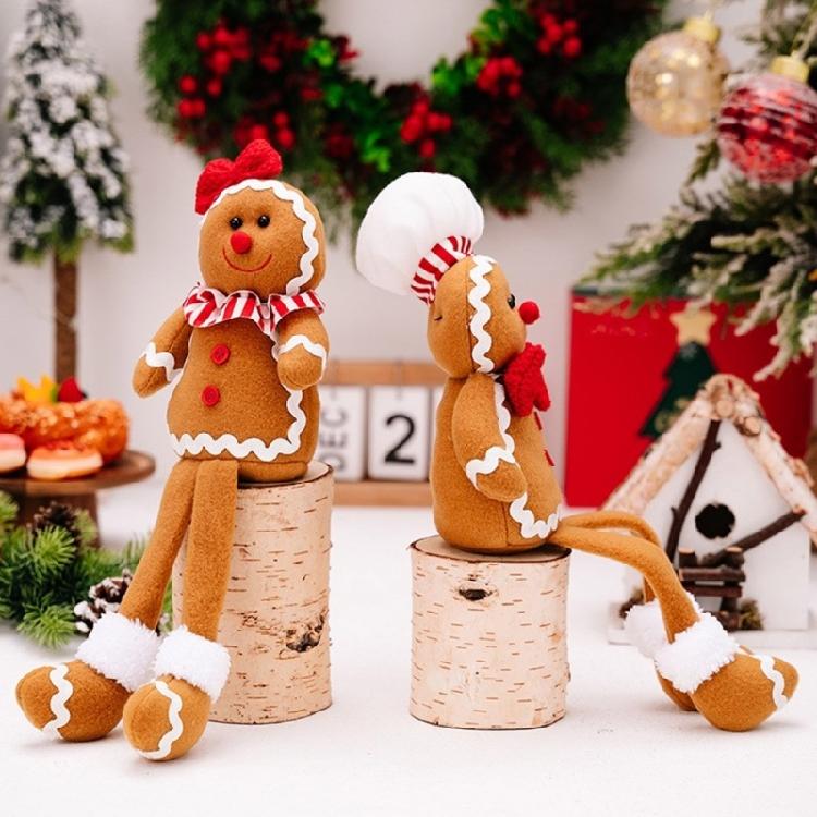 Dekorative Lebkuchenmann-Figur mit Beinen, Blickfang für Fenster und Tür, Weihnachtsfeierdekoration