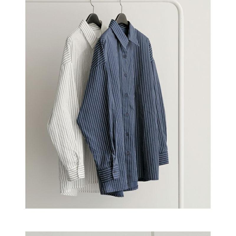 

Women s Autumn New Korean Style with Vertical Striped Shirt Loose Versatile S белый