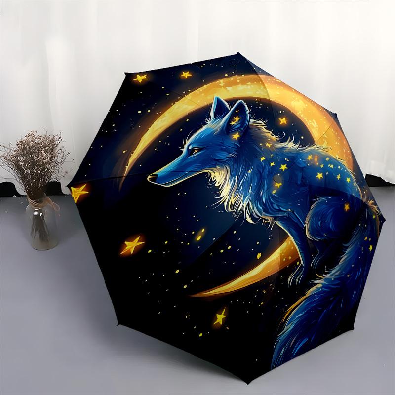 Moon Fox- Automatic Umbrella,Suitable for Men and Women,Suitable for Birthdays, Christmas, Gifts for Fashion Lovers0928b