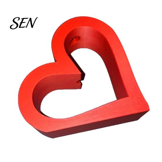 Romantic Valentine Day Gift for Her 3D Printed Hollow Heart Vase, Red Love Shaped Flower Holder Vase Single Rose Minimalist Tabletop Decor,
