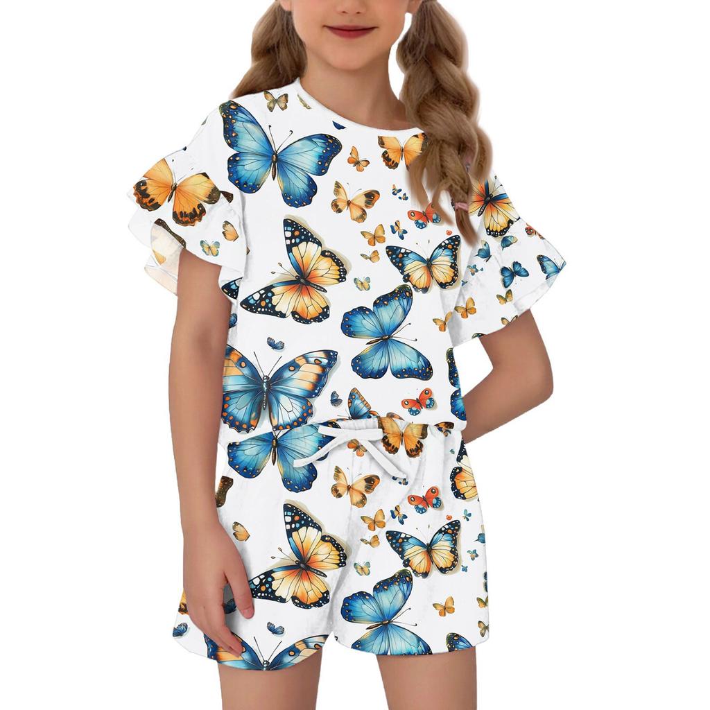 Patriotisches Kinder-Outfit - Kurzarm & Shorts 2-teiliges Set für Mädchen