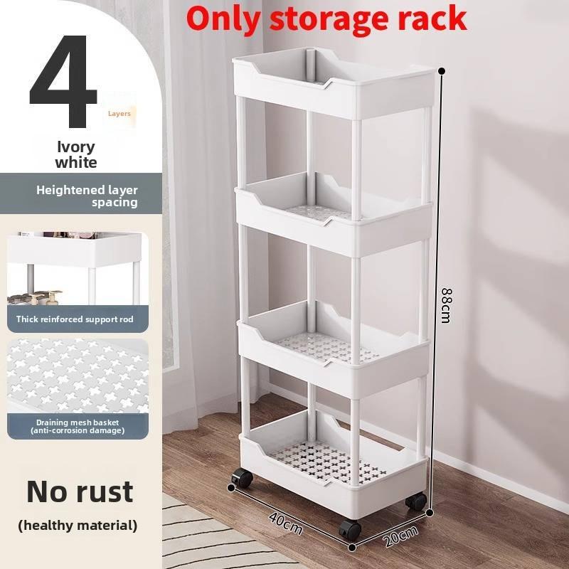 Minimalistyczny Plastikowy 4-poziomowy Wąski Wózek do Przechowywania do Organizacji Łazienki, Kuchni i Szafy