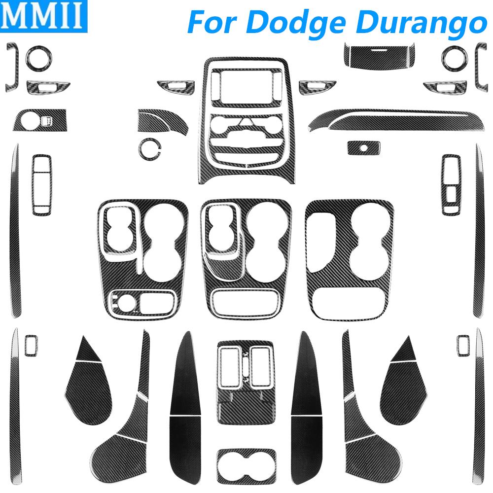 For Dodge Durango 2011-2020 Carbon Fiber Center Console Gear Shift Air Outlet AC CD Window Lift Trim Set Car Accessories Sticker