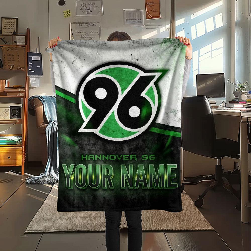 Custom Name,Hannover 96 Printed Flannel Blanket, soft throw for bedroom sofa, washable, Christmas present, great gift.