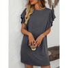 Summer New Women's Clothing Contrasting Color Twisted Strip Lotus Leaf Sleeve Mid Length Dress