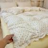 Double Yarn Bedding Four-piece Set, Skin-friendly, Breathable and Washable, Hollow Lace Quilt Cover, Bed Sheet Pillowcase Set