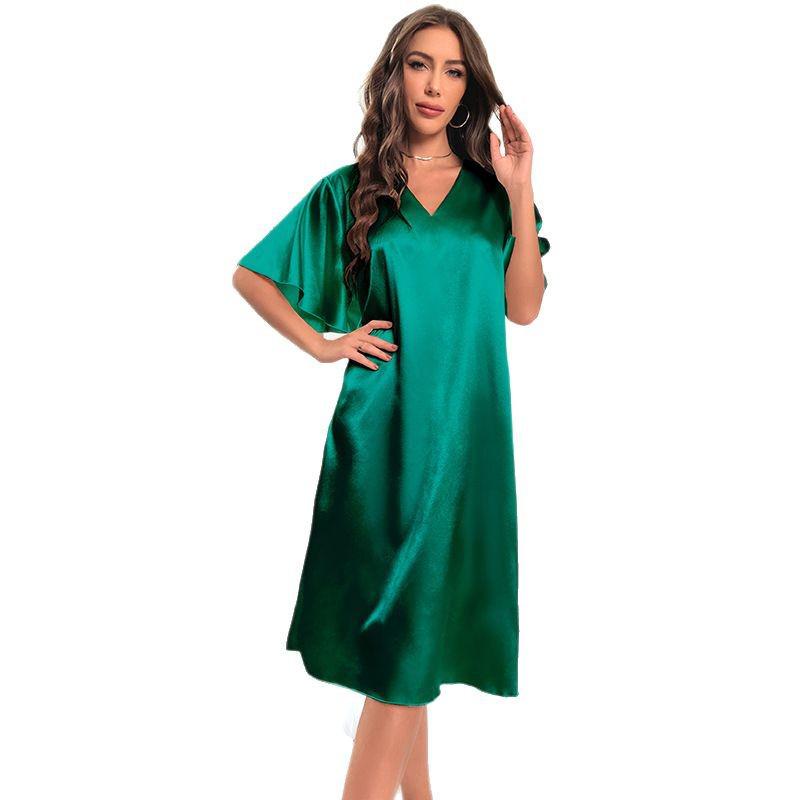 Pigiama Estivo da Donna Taglie Forti in Seta Ghiacciata - Camicia da Notte Lunga, Fresca e Leggera
