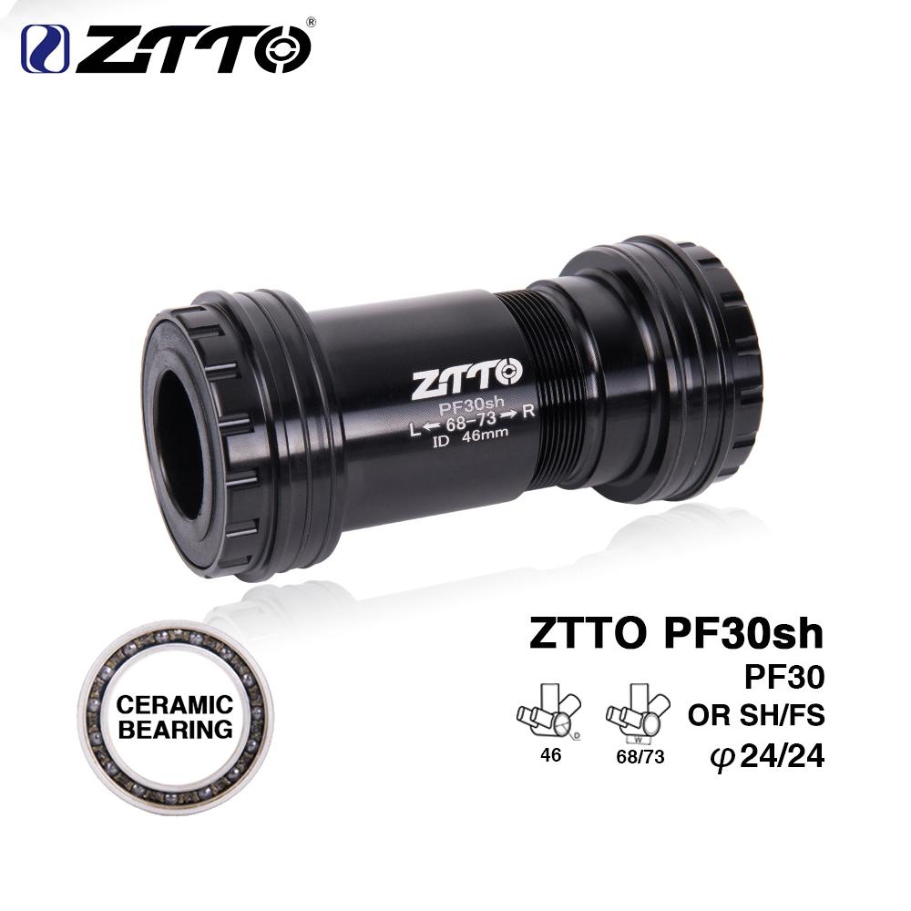 ZTTO PF30sh PF30 Adapter Ceramic Bearing Bicycle Press Fit Bottom Bracket Axle For MTB Road Bike Part 22 24mm Crankset Chainset
