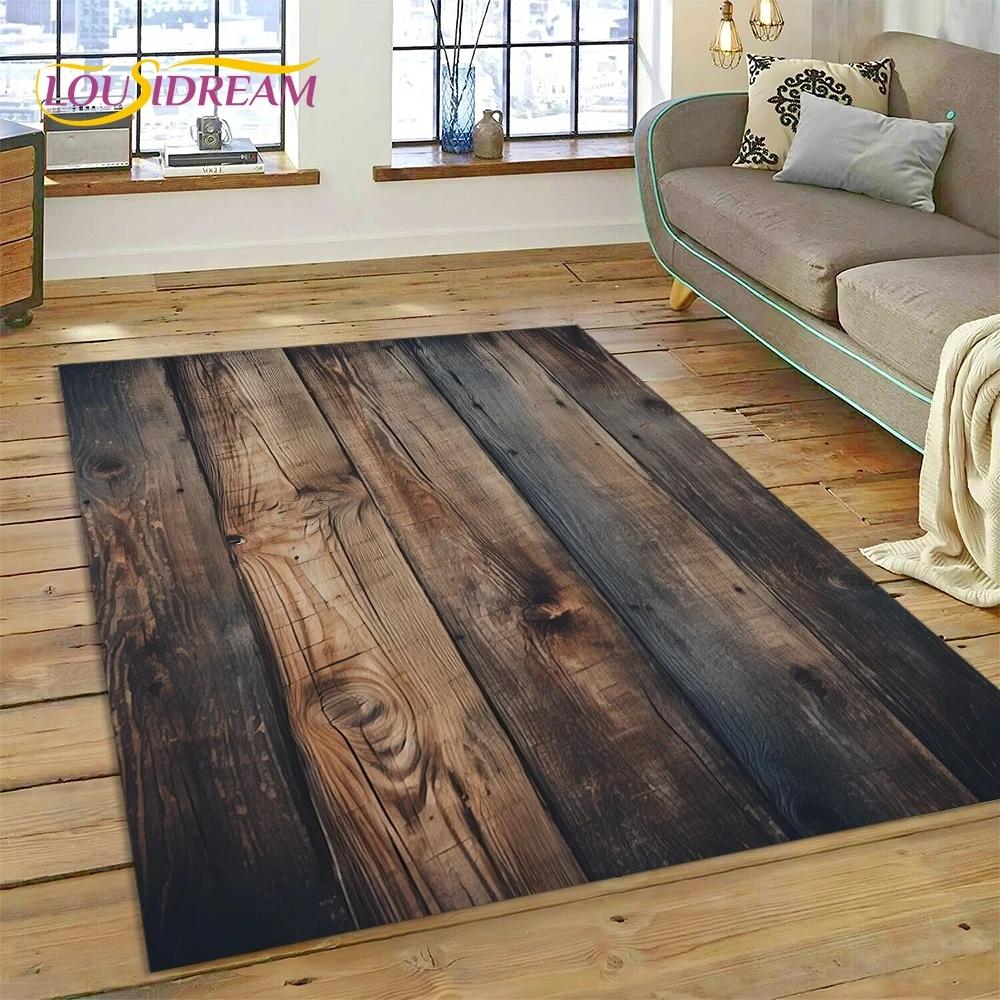 Color 3D Wood Grain Lines Rug Carpet for Living Room Bedroom Home Decor,Floor Mat Non-slip Decoration for Sofa Doormat Kid Gift