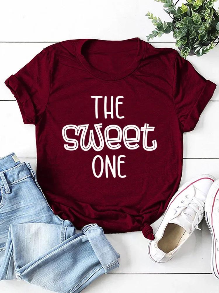 THE SWEET ONE Letter Print Women T Shirt Short Sleeve O Neck Loose Women Tshirt Ladies Tee Shirt Tops Camisetas Mujer