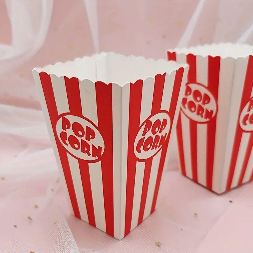 12pcs DIY Gifts Paper Popcorn Striped Bags Folding Snack Containers Popcorn Paper Boxes Carnivals