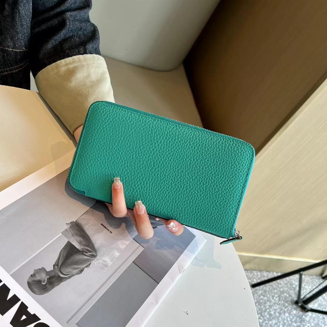 

Free Custom Initial Letters Genuine Leather Unisex Long Wallet Purse Brand Zipper Wallet With Card Holders