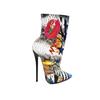 Fashion FHC 14cm High Heels Women Ankle Boots,Graffiti Lips Short Botas,Women Winter Pole Dancing Shoes,Side ZipPointed Toe,Dropship