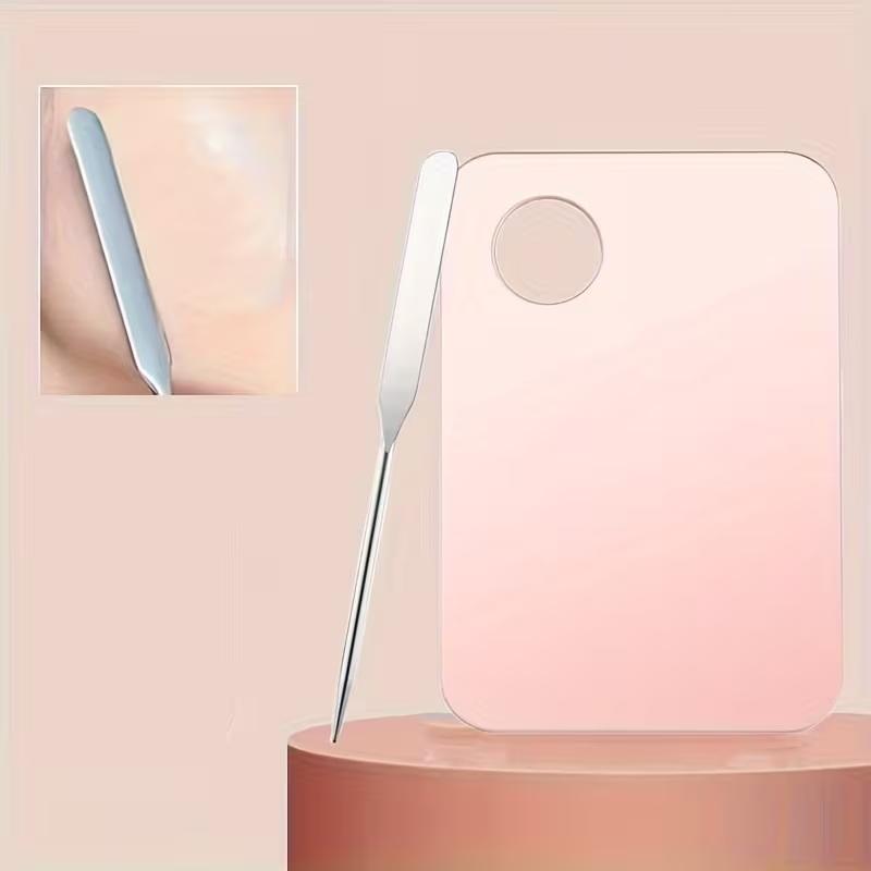 Acrylic Makeup Palette With Spatula Tool Foundation Brush Makeup Art Tool For Mixing Foundation Manicure Eyeshadow Makeup