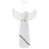 Women Halloween Angel Costume Sleeveless Chiffon Vintage Trim Tunic Dress Feather Angel Wings Headwear Set