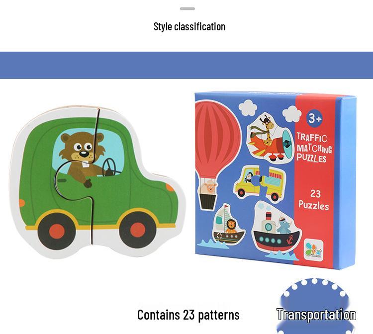 Kids' Early Learning Puzzle Set: Animal, Vegetable & Transport Cognitive Toy