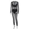See-through Long Sleeve Mesh Rompers Sexy Perspective Long sleeve Mesh One-Piece Trousers