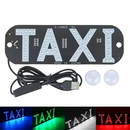 LED Indicator Light Waterproof Taxi Sign Lamp with USB Power Car Windshield Light Stickers for Ride-Hailing Cars Grab Taxi