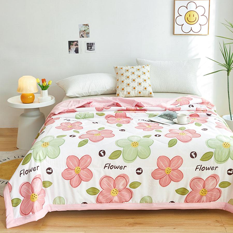 Class A Washed Cotton Summer Quilt Can Be Machine Washable Printed Air Conditioning Quilt Soft Waxy Thin Double Cover Blanket