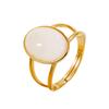 Anello Geometrico con Gemma Stile Palazzo Retrò: Anello in Acciaio Inossidabile con Intarsi di Pietre in Resina Colorata per Donna