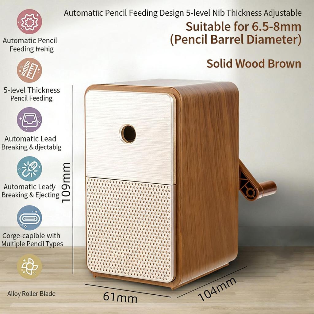 Manual Pencil Sharpener Alloy Steel Blade Compatible Multiple Pencils with 5 Adjustable Tip Auto Eject Broken Lead for Artists Students and Sketching