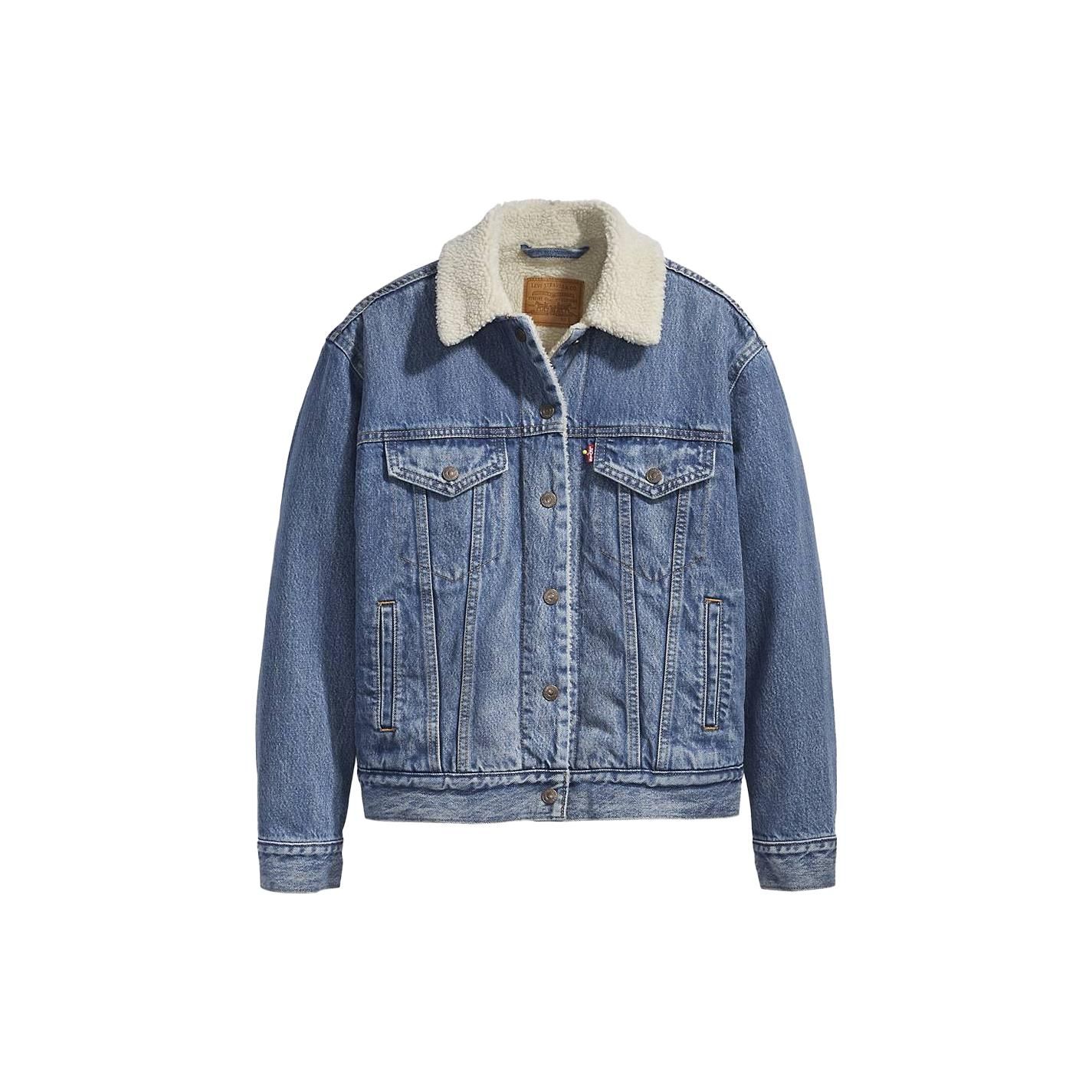 

Женская джинсовая куртка Levis Sherpa верхняя одежда светло-голубая 36137-0018 XS