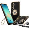 Coque pour Samsung Galaxy A27 5G, Silicone Souple Anti-Rayures avec Cordon et Anneau Rotatif - Noir