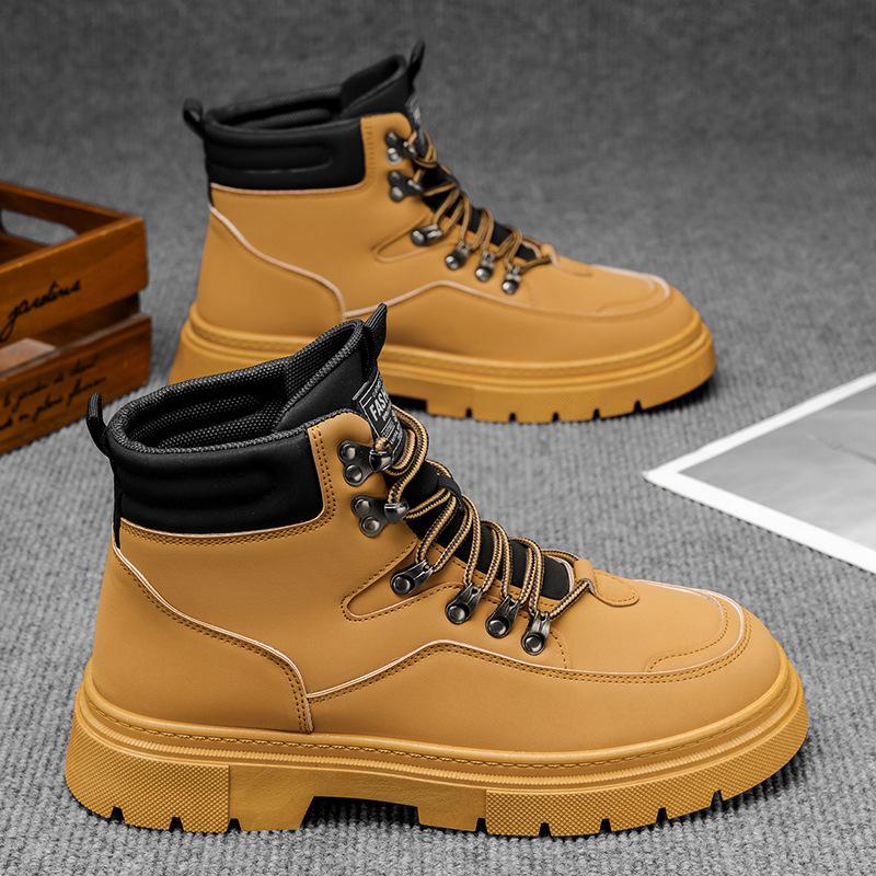 Neue Herren Lederstiefel Retro Bequeme Stiefel für Herren Mode High Top Rutschfeste Freizeitschuhe Business Arbeitsschuhe