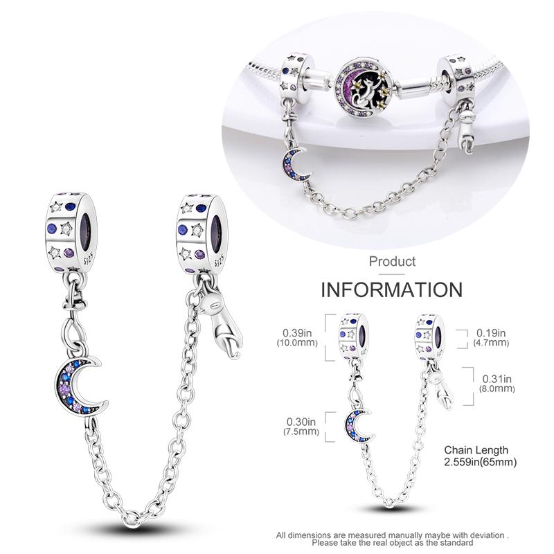 New Copper Star Moon Peach Heart Safety Chain Charm Beads Suitable For Pan Bracelets Diy Women'S Jewelry Gifts