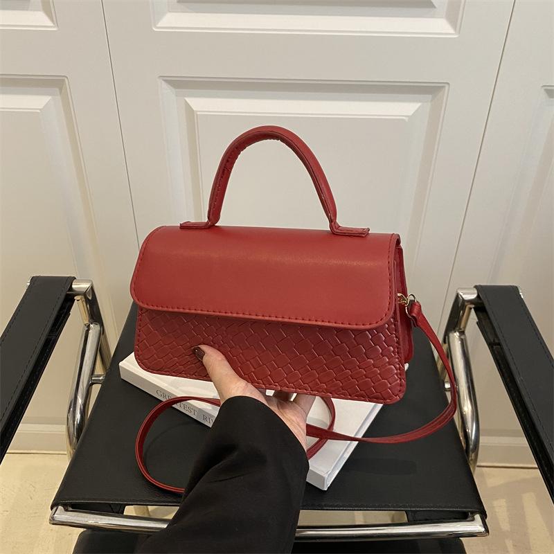 Foreign-style texture small square bag fashion shoulder messenger bag casual literary minimalist style women's handbag
