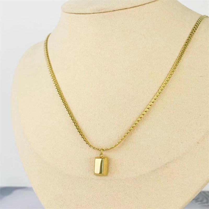 Europäische & Amerikanische Trendmarke: Kleine Goldbarren Partnerkette mit langer Unisex-Pulloverkette
