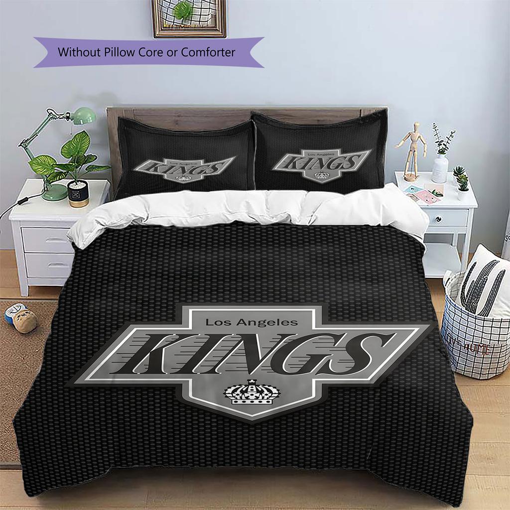LA Kings Pattern Bedding Home Decoration Birthday Gift ( 1 duvet cover + 2 pillowcase, without core),fan merchandise.