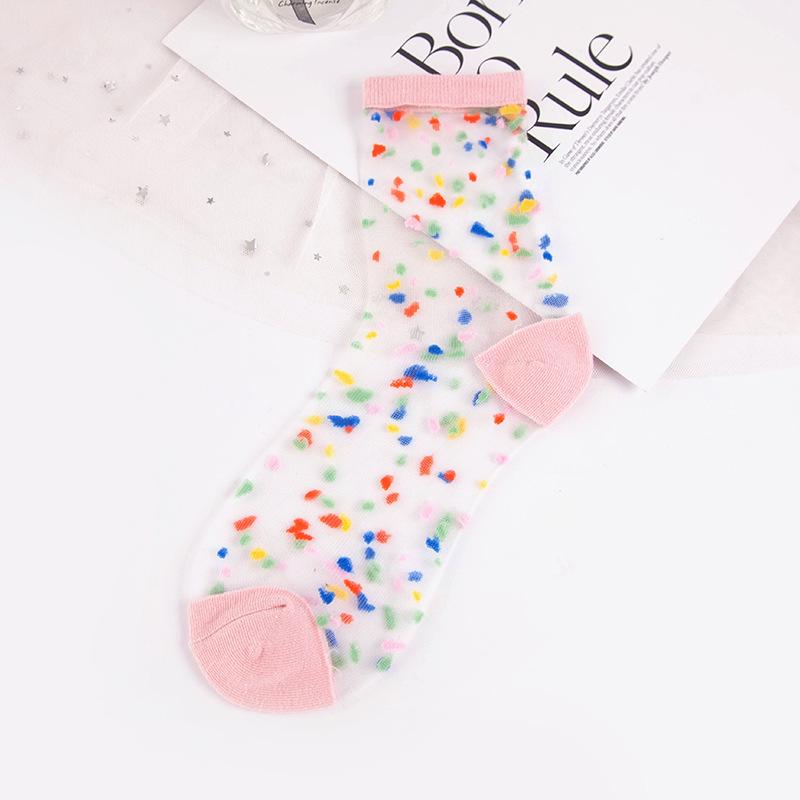 Women Socks Fashion Sheer Mesh Glass Silk Socks Ultrathin Transparent Crystal Lace Fabulous Elastic Ladies Summer Ankle Sock