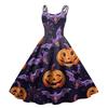 Dámské sexy šaty s potiskem Halloweenu, odhalující ramena, punkový vintage styl