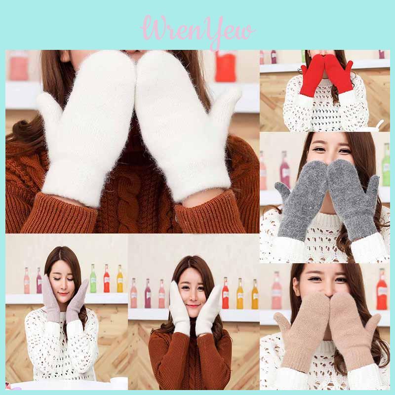 Luxurious Lovely Women Winter Knit Thicker Faux Cashmere Fingerless Mittens