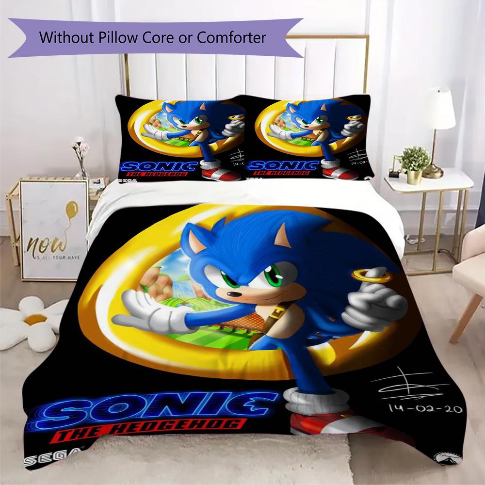Neon City Sonic Threepiece Set Without Core 1 Duvet Cover 2 Pillowcase Without Core Bedding Set Christmas Birthday Gift