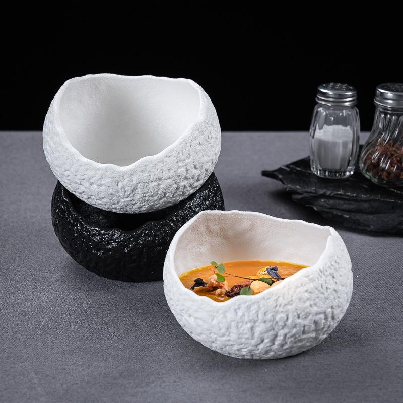 Ciotola da Dessert Creativa in Guscio d'Uovo di Ceramica, Piatto Freddo per Insalata di Frutta di Lusso, Stoviglie per Hotel, Cucina Molecolare, Ciotola in Ceramica Bianca