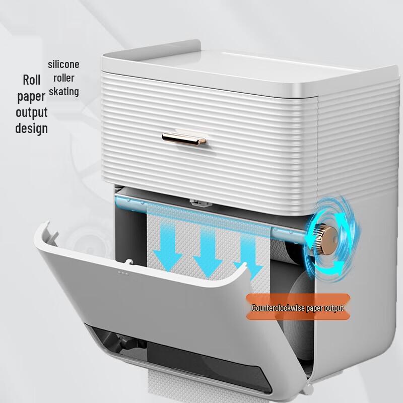 Wall-Mounted Bathroom Tissue Box with Storage Shelf