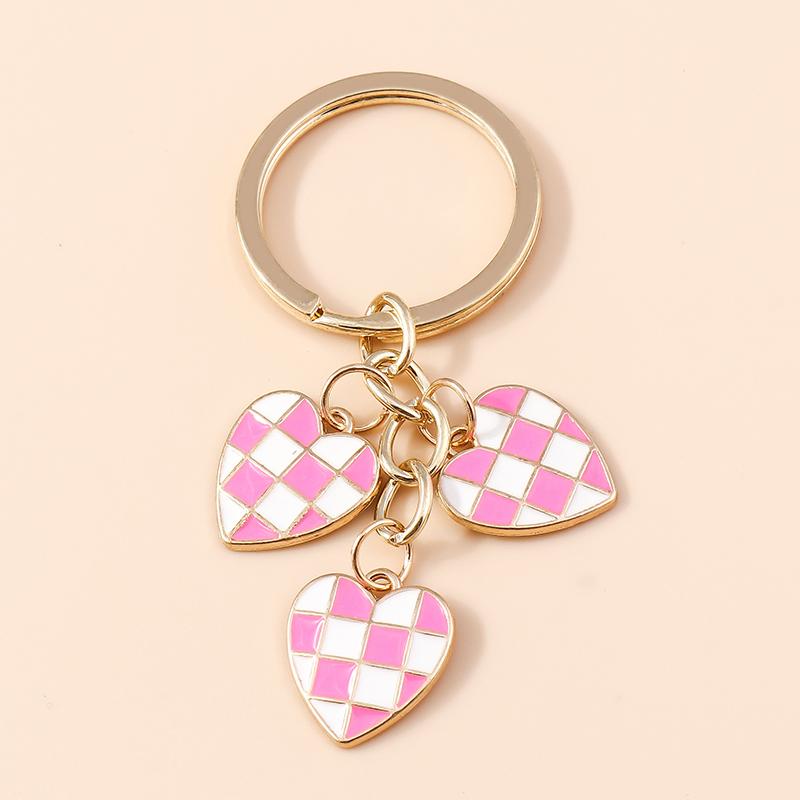 Pretty Enamel Love Heart Keychain Cherry Keyring for Women Men Car Key Holder Handbag Pendants Accessories DIY Jewelry Gift