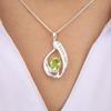 Peridot Gemstone 925 Sterling Silver Jewelry Pretty Zircon Pendant 1.4" Thanksgiving Gift For Her CZP-16-3