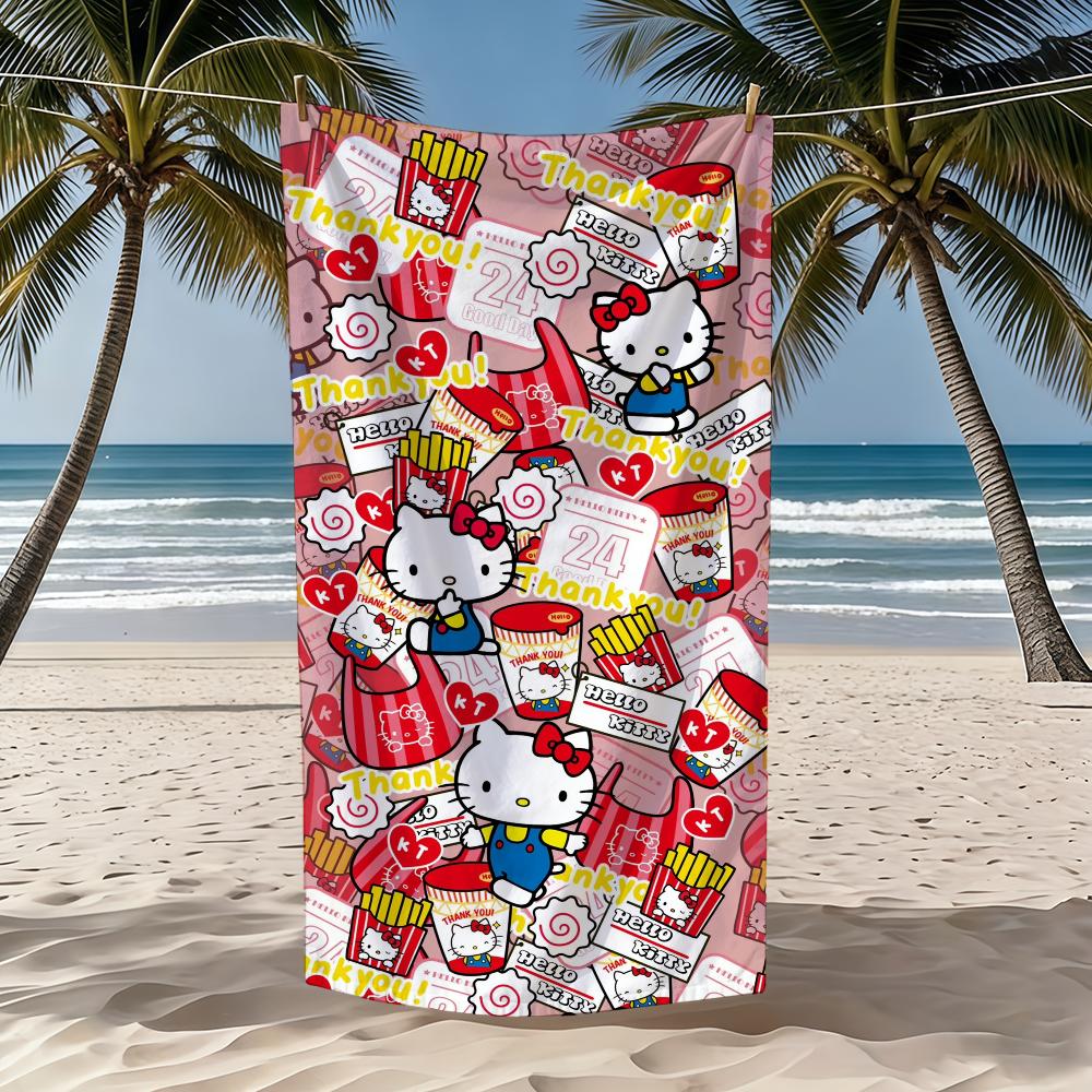 Cartoon Towel Textile Stitching Bathrobe Beach Quick-Drying Lightweight Portable Camping Swim K-KittyS SRO Pool Travel