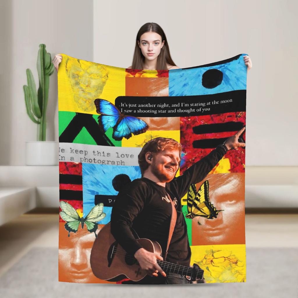 Britský Ed Sheeran hlava Písně Deku Měkká Teplá Street Trend Plyšové Lůžkoviny Přehozy Pro Venkovní Piknik Flanelové Povlak na Postel Pokrývku Postele