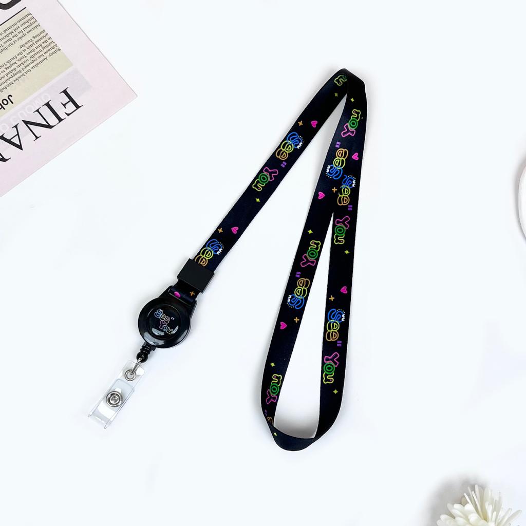 Cartoon Teleskopische Leichtziehbare Schnalle Lanyard Studenten Anti-Verlust Kartenhalter Halsband Langes Seil Arbeits Namensschild Namensschild Lanyard